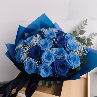 ramo de rosas azules